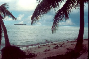 beach with managaha in lagoon