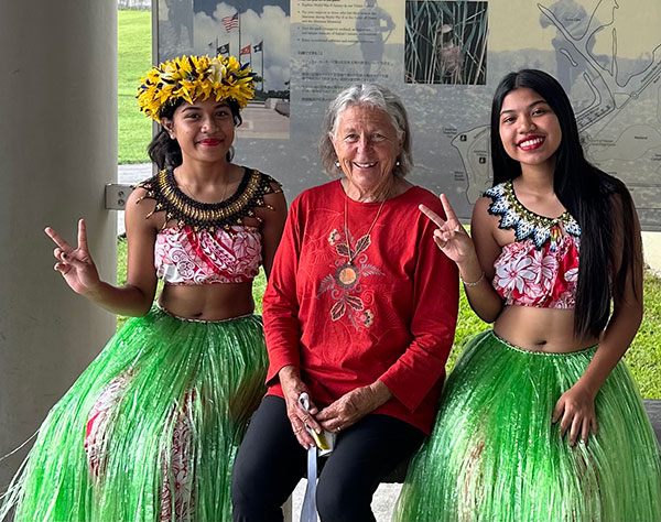 Nancy Bo Flood and two young dancers